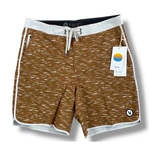 Vuori Mens Cruise Board Shorts Caramel Slub Swimsuit  Trunks Sz‎ 38 NEW